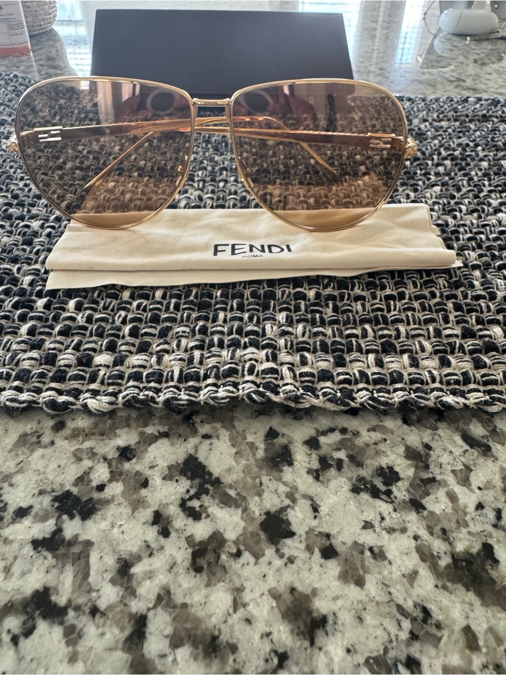 Fendi Gold Frame Sunglasses with Brown Gradient Lenses